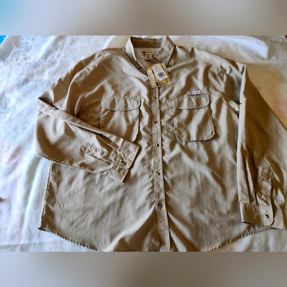 Men's Hanna Jack's Cafe Island Outfitters Khaki Button Down Sz XXL NEW!!